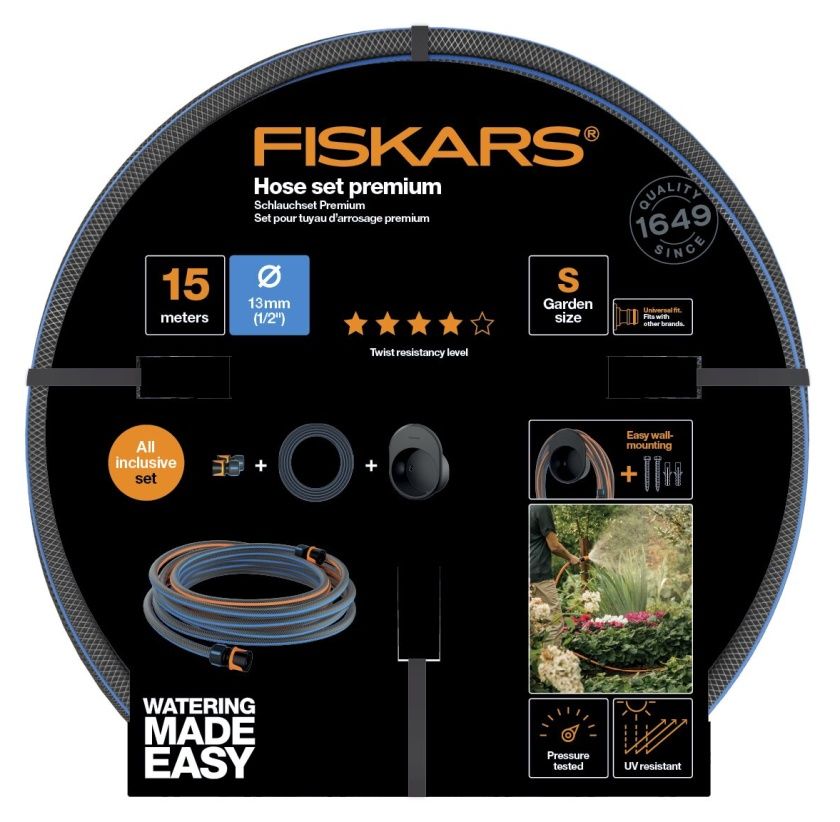 Uchwyt naścienny z wężem 13 mm 1/2" 15m 1027678 Fiskars