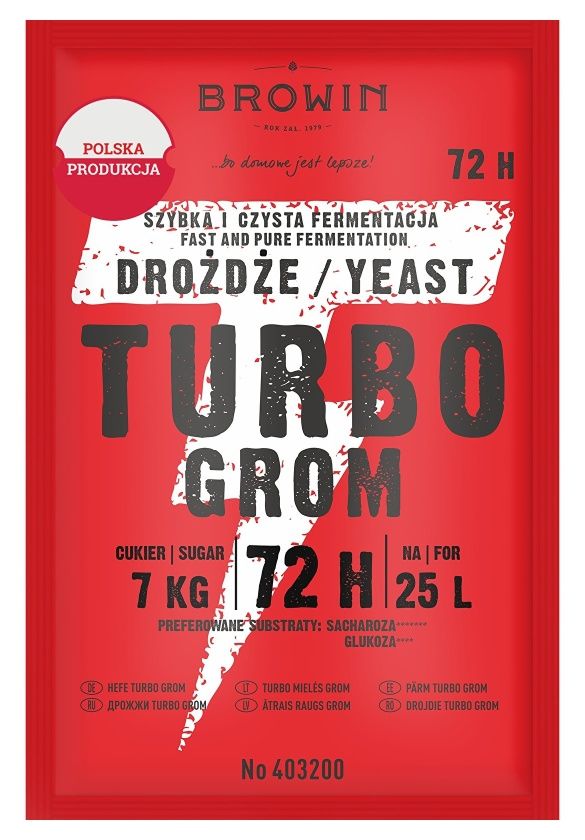 Drożdże gorzelnicze Turbo Grom 72h 120g Browin
