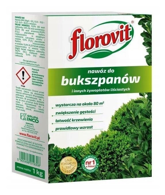 Naw&oacute;z do bukszpan&oacute;w i innych żywopłot&oacute;w liścicastych 1 kg Florovit