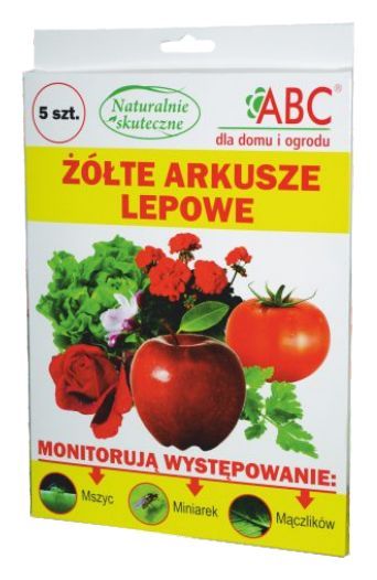 Żółte arkusze lepowe ogrodowe 5szt ABC