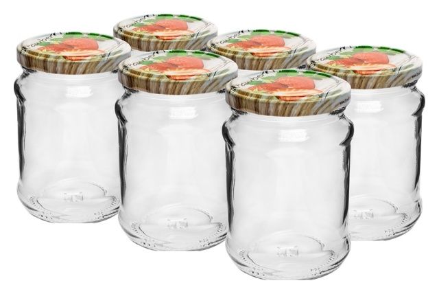 Słoik Ćwiartka 250 ml z kolorową zakrętką 6 sztuk Biowin 132253