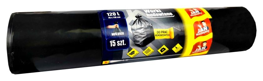 Worki budowlane LD 120L 15 szt czarne Jan Niezbędny