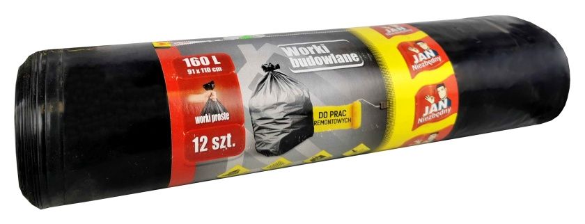 Worki budowlane LD 160L 12 szt czarne Jan Niezbędny
