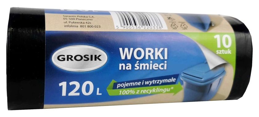 Worki na śmieci 120L ld 10 szt Grosik