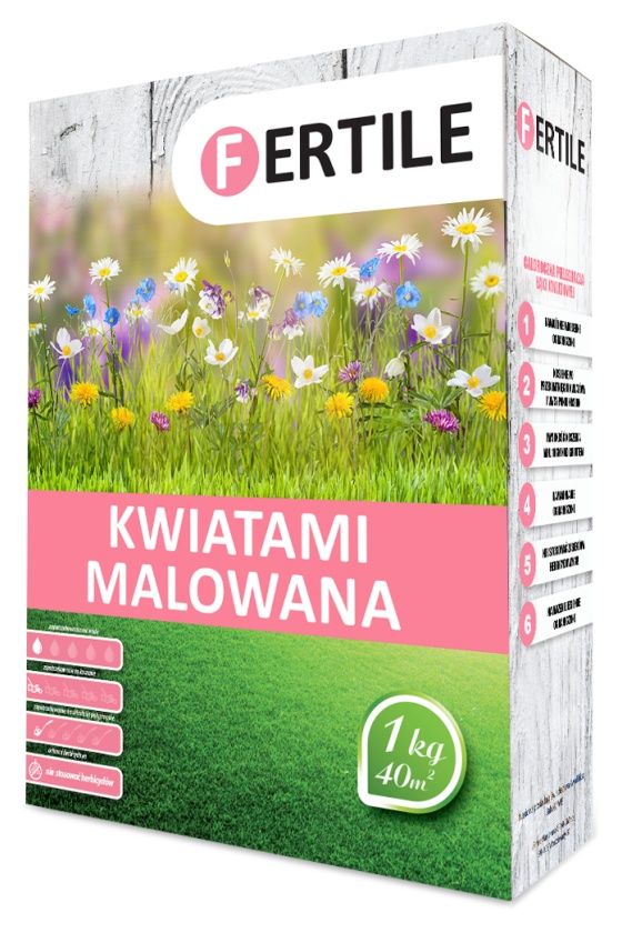 Mieszanka traw kwiatami malowana 0,9 kg Fertile