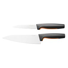 Zestaw noży Functional Form 1057557 od Fiskars wykonanych z trwałej, japońskiej stali nierdzewnej.