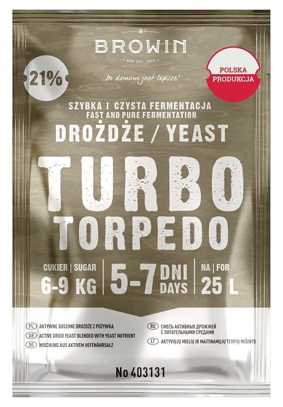Drożdże gorzelnicze TURBO Torpedo 5-7 dni 100g Browin