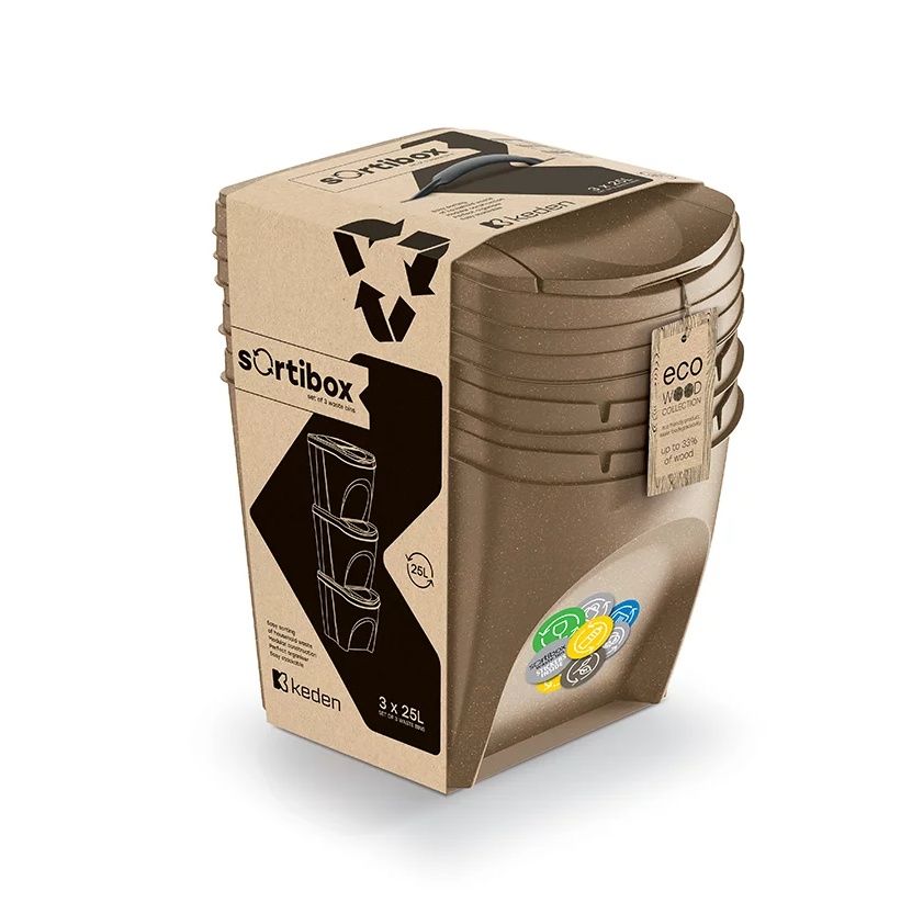 Kosz do segregacji odpadów Sortibox ECO Wood naturo IKWB25S3W Prosperplast