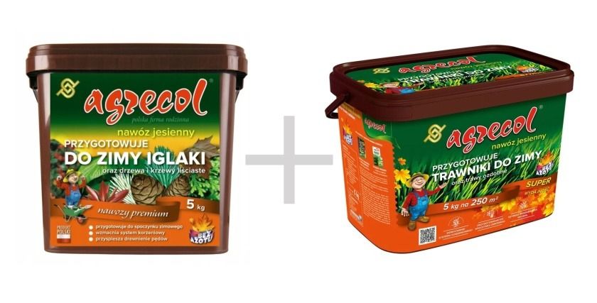 Zestaw Naw&oacute;z jesienny do traw 5kg + Naw&oacute;z jesienny do iglak&oacute;w 5kg Agrecol