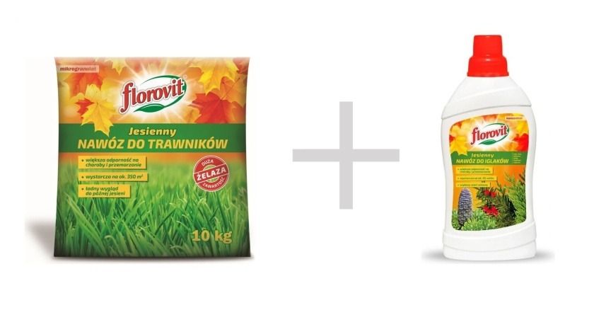 Zestaw Naw&oacute;z jesienny do traw 10kg + Naw&oacute;z jesienny do iglak&oacute;w 1L Florovit