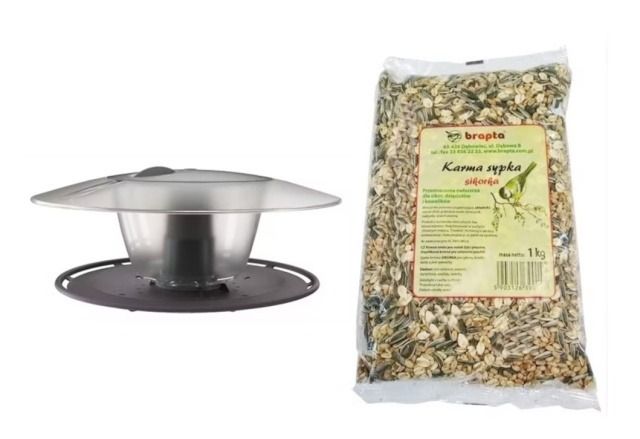 Zestaw karmnik BirdRound IBFR Prosperplast + pokarm zimowy sikorka 1 kg Brapta