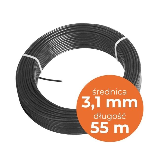 Drut naciągowy ocynkowany powlekany PVC 3.1 mm 55 mb grafitowy Lustan