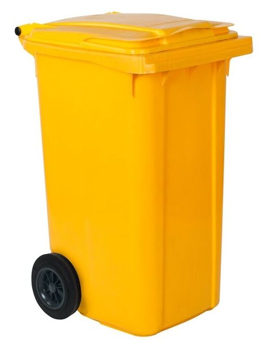 Kosz na odpady 240L na k&oacute;łkach z&oacute;łty Ewro-eko