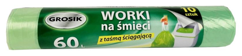Worki na smieci 60L z taśmą hd 10 szt Grosik