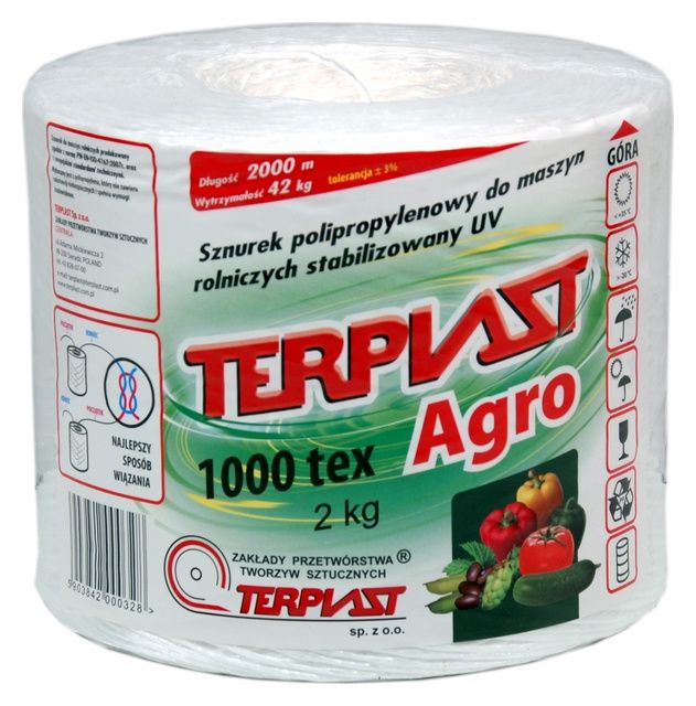 Sznurek TEX 1000 dł. 2000 mb - biały Stabilizacja UV TERPLAST