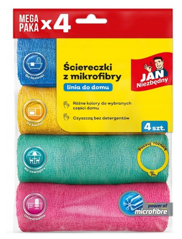 Ściereczki z mikrofibry uniwersalne zestaw 4szt Jan Niezbędny