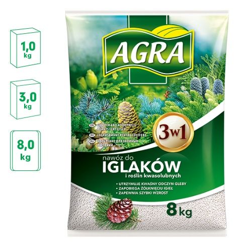 Nawóz granulowany do iglaków przeciw brązowieniu igieł Agra