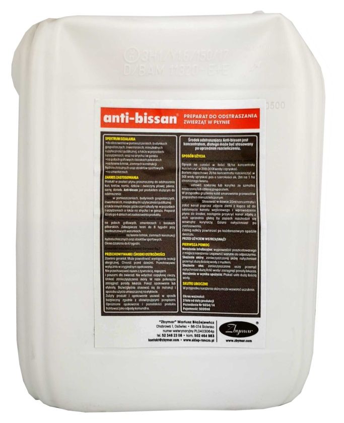 Anti-bissan płyn na krety, kuny, nornice 5 L