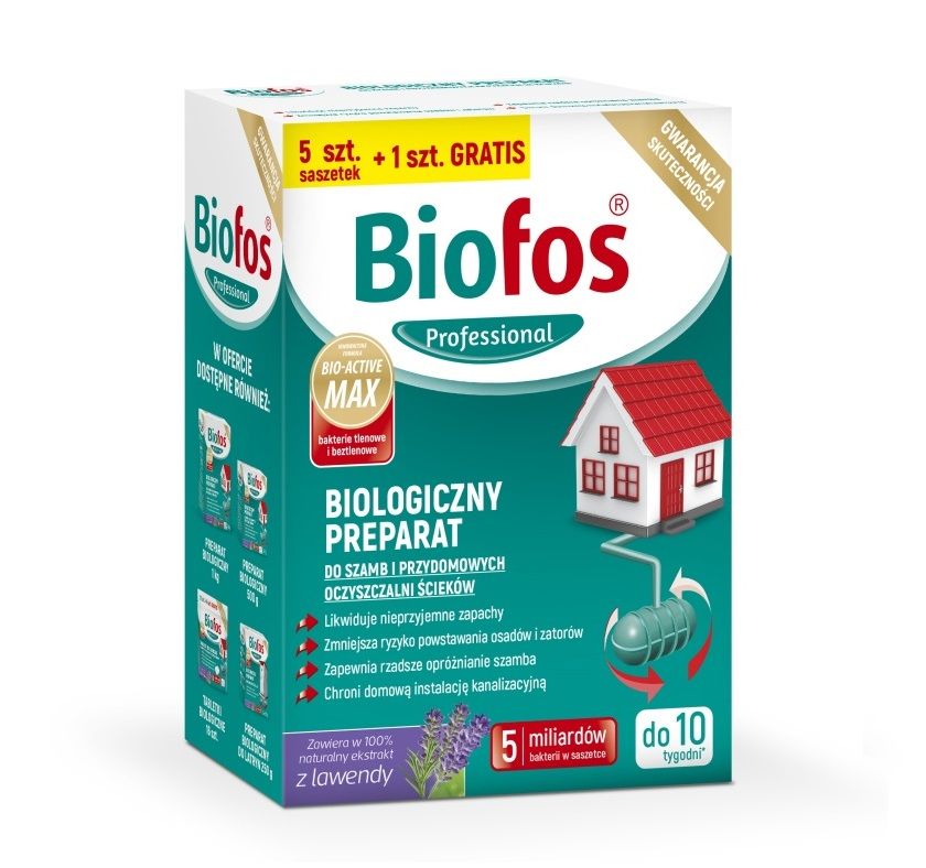 BIOFOS BIOLOGICZNY PREPARAT DO SZAMB I OCZYSZCZALNI 5x25g+1 gratis