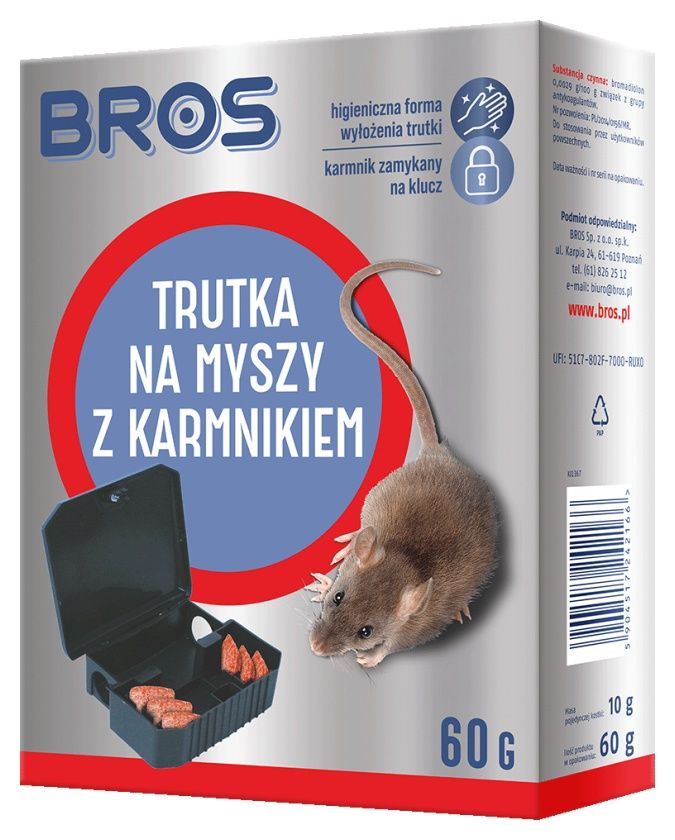 Trutka na myszy z karmnikiem 60g BROS
