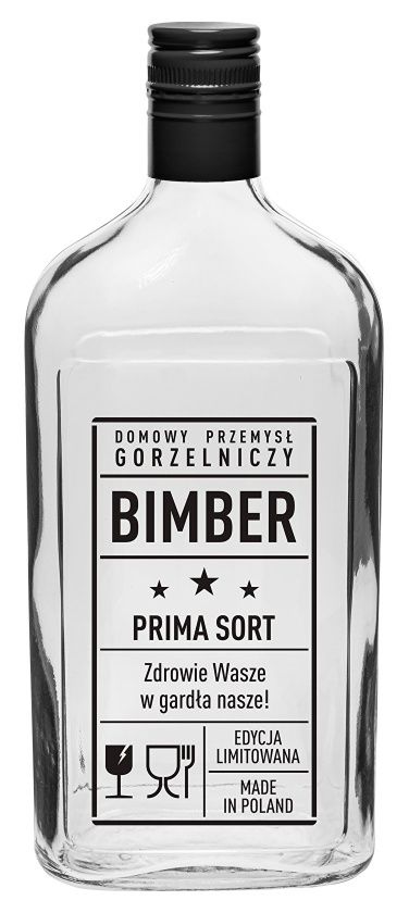 Butelka Piersiówka 0,5 L z zakrętką nadruk Bimber Browin