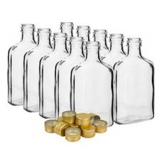Butelka piersiówka na nalewki z zakrętką 200 ml 10 szt. Browin