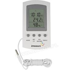 Termometr elektroniczny wewnętrzny i zewnętrzny  z zegarem i higrometrem 170601 Biowin