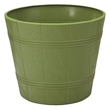 Doniczka drewnopodobna Elba fi 420 mm zielony oliwkowy Form-Plastic