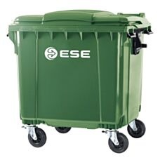 Kosz na odpady 1100L zielony na kółkach EWRO EKO
