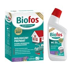 Biofos biologiczny preparat do szamb i oczyszczalni 1 kg + BIO Żel do WC 500 ml Inco