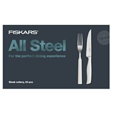 Sztućce do steków All Steel - 24 elementy Fiskars