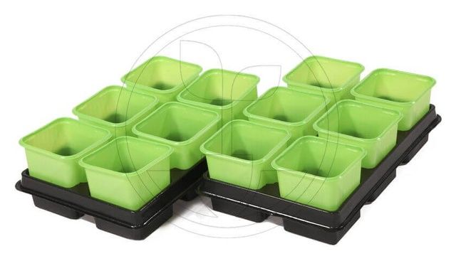 Doniczki kwadratowe 8x8x8 cm - 12 sztuk ZIELONE VEFI