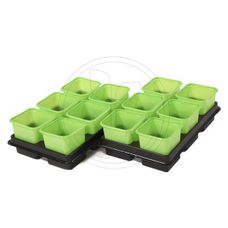 Doniczki kwadratowe 8x8x8 cm - 12 sztuk ZIELONE VEFI