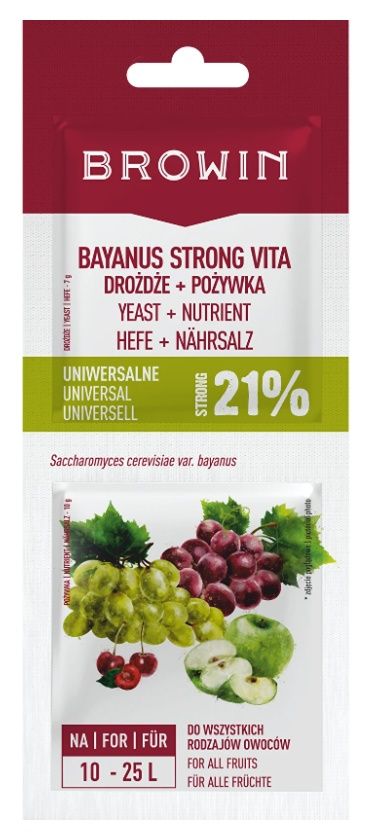 Drożdże Bayanus + pożywka - Uniwersalne - 21% 400537 Browin