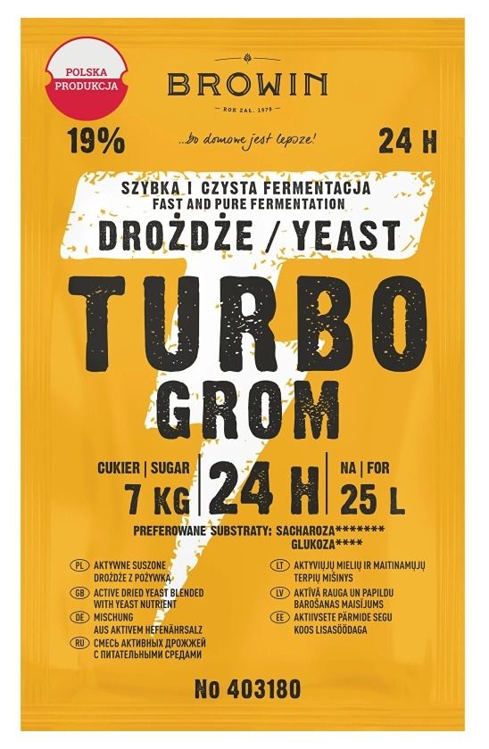 Drożdże gorzelnicze TURBO 24h 180g Browin5