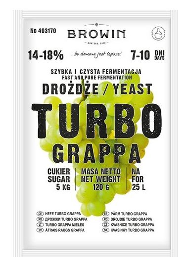 Drożdże gorzelnicze Turbo GRAPPA 7-10 dni 120g Browin