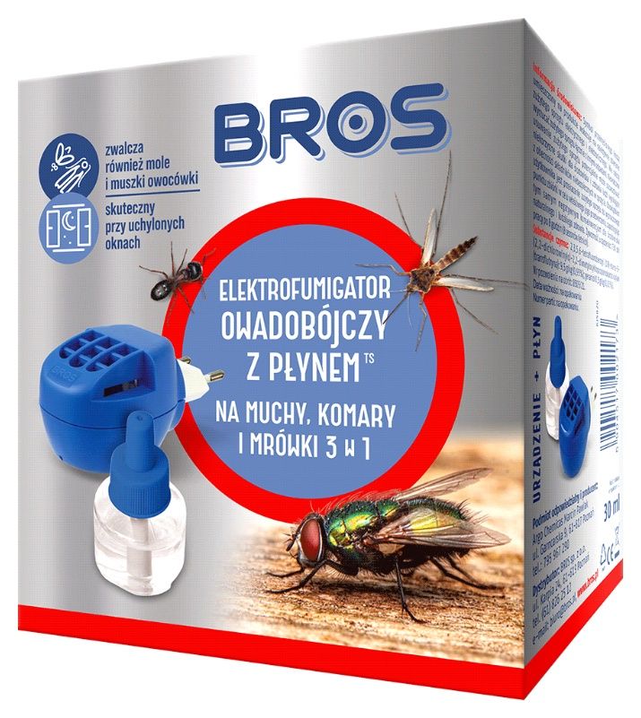 Elektrofumigator + płyn owadobójczy na muchy, komary, mrówki Bros1