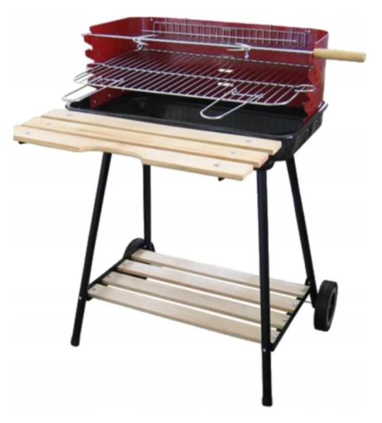 Grill prostokątny z drewnianymi półkami AR218 