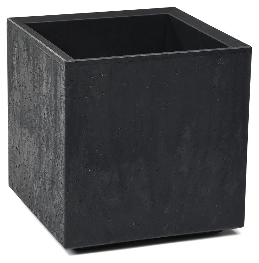 Kwietnik Karo Eco Recycled Efekt Betonu 400x400x394mm czarny beton Lamela