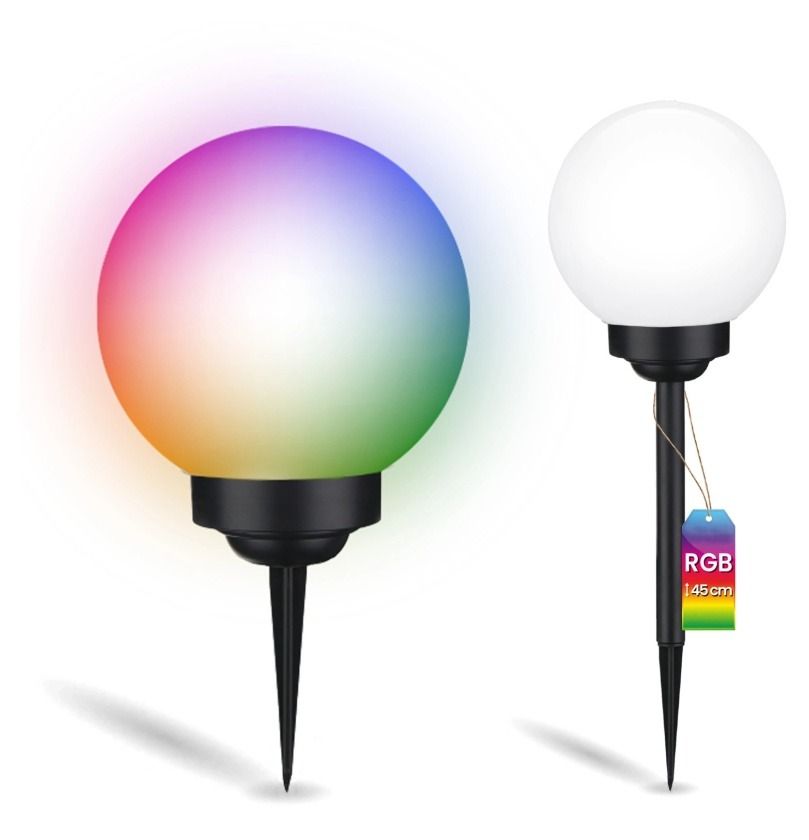 Lampa ogrodowa solarna Atris RGB kula fi 15cm Lumiled