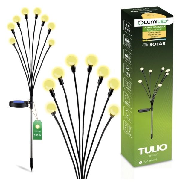 Lampa solarna kulki drzewko 8 Led Tulio 300K Lumiled12