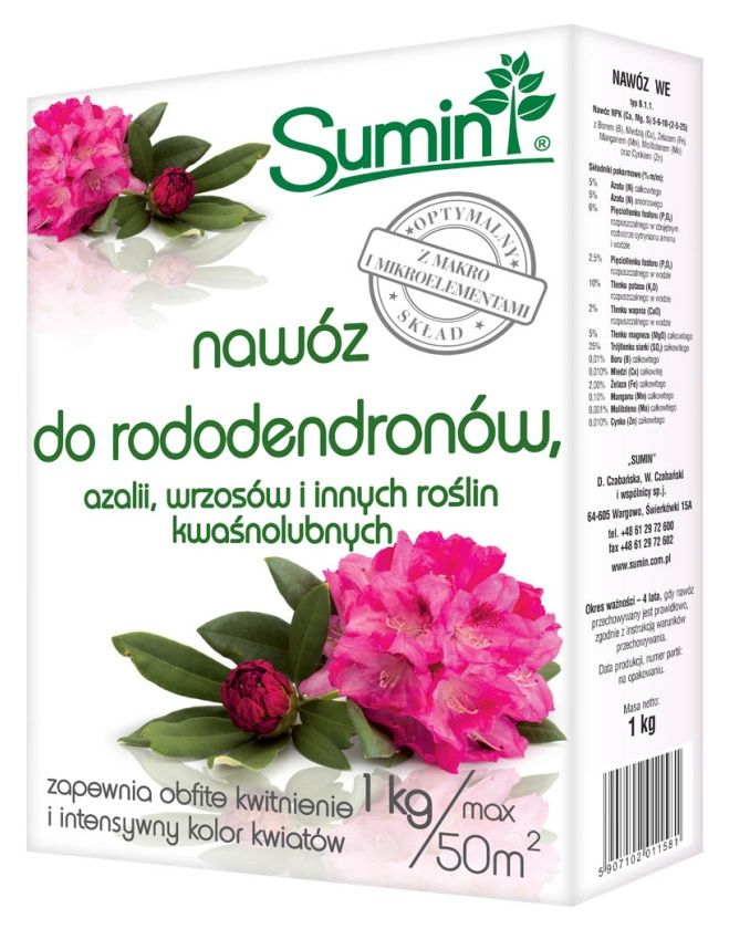 Naw&oacute;z do rododendron&oacute;w, azalii, wrzos&oacute;w i innych roślin kwaśnolubnych Sumin
