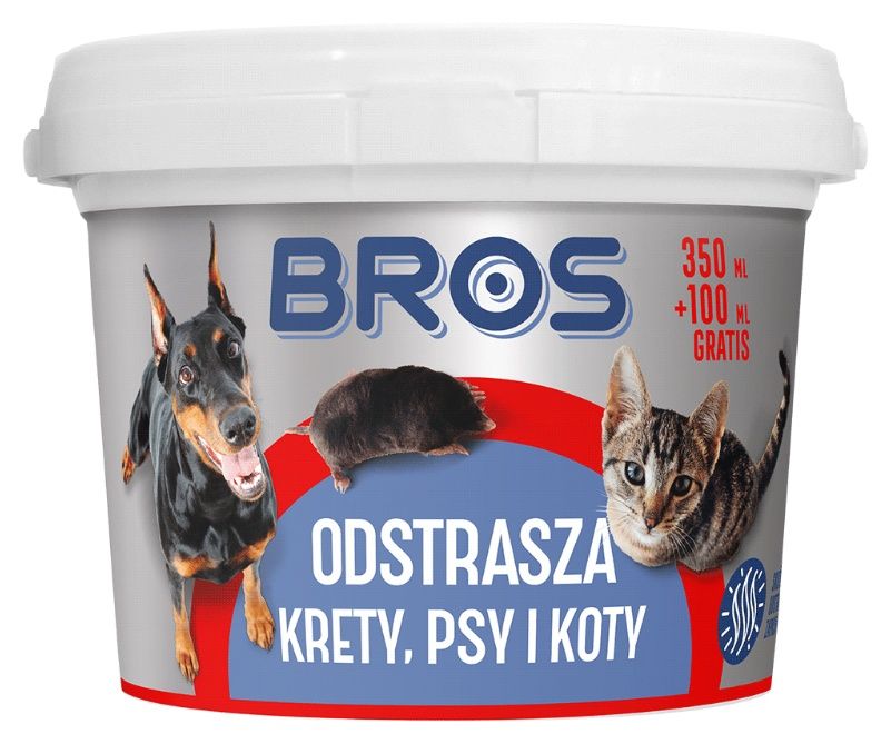 Preparat odstraszający krety, psy i koty 350ml + 100ml gratis Bros