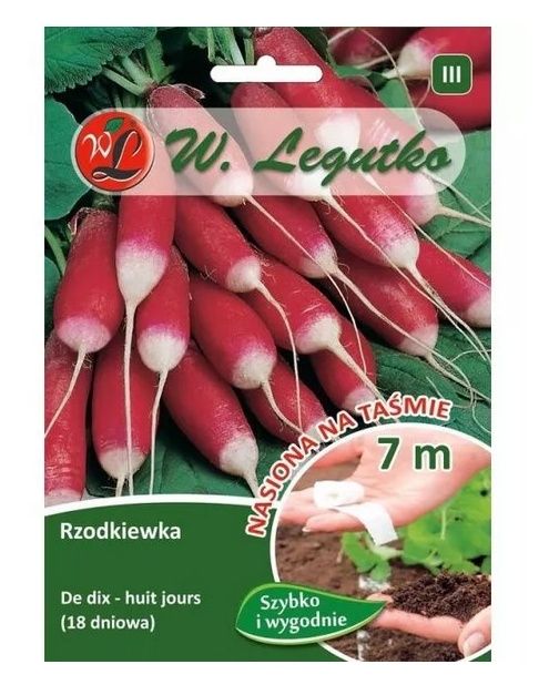 Rzodkiewka półdługa De dix-huit jours taśma 7m Legutko