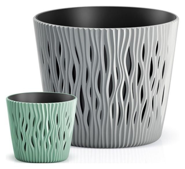 Prosperplast Sandy Round Vaso 2 In 1 In Plastica – Rotondo 22.5 Cm, Colore Senape, Con Sottovaso Integrato - 4