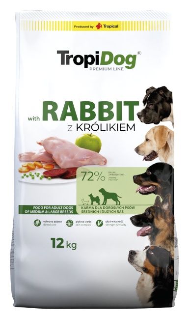 Karma dla psów średnich i dużych Królik i Ryż 12kg TropiDog
