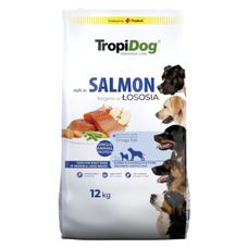 Karma dla psów średnich i dużych Łosoś i Ryż 12kg TropiDog