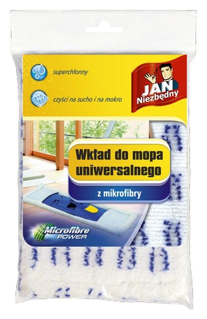 Wkład do mop płaski uniwersalny z mikrofibry biały