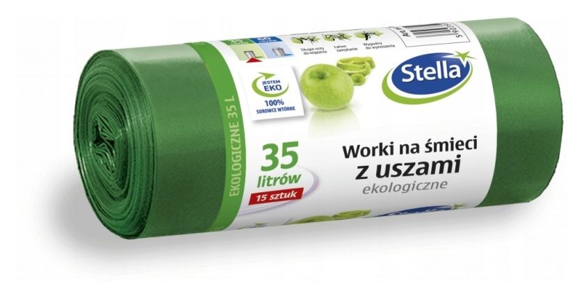Worek na śmieci Eko 35L zielone 15 sztuk Stella