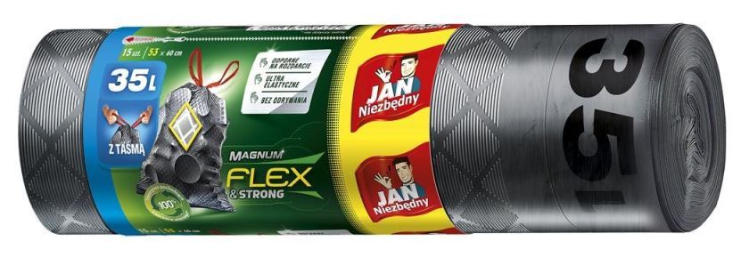 Worki na śmieci z taśmą Magnum Flex & Strong 35 L 15 sztuk Jan Niezbędny